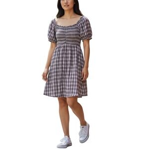 Pie in the Sky Plaid Smocked Babydoll Mini Dress Burgundy 1X NWT Preppy Prairie